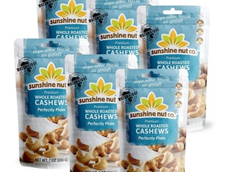 Sunshine Nut Company Cashews Roasted Plain 7 Oz - Pack Of 6 For Sale