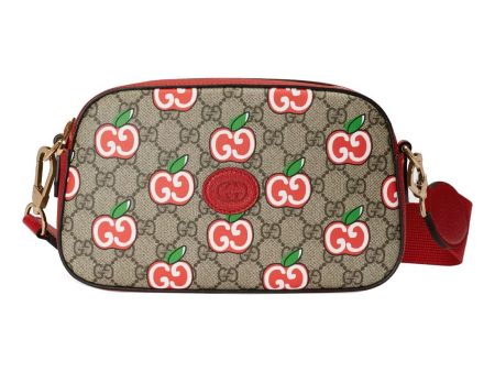 (WMNS) Gucci Apple Pattern Leather Canvas Shoulder Messenger Bag  Ebony Red  574886-2EVDG-8646 For Cheap