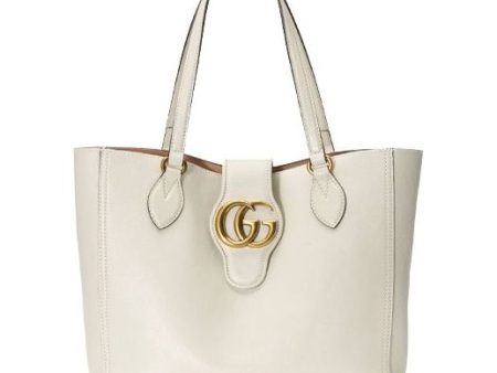 (WMNS) Gucci Gold Label Logo Leather Tote Shoulder Bag Small White Handbag 652680-1U10T-9022 For Cheap