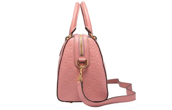 (WMNS) Gucci Logo Embossing Leather Boston handbag Pink Classic 453573-DMT1G-5812 Sale