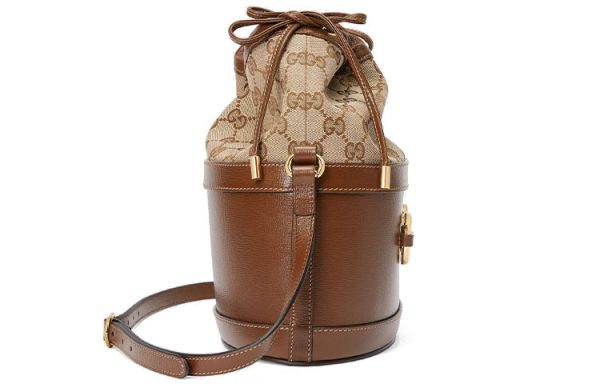 (WMNS) Gucci Button1955 Series Drawstring Bag Single Shoulder Bag Brown 602118-1DBUG-2363 Discount