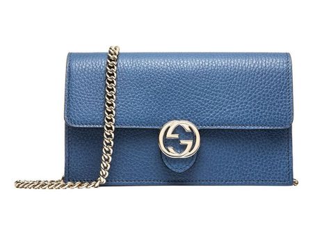 (WMNS) Gucci Logo Double G Leather WOC Chain Shoulder Messenger Bag Blue Classic 510314-CAO0G-4231 Sale