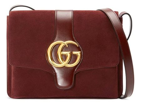 (WMNS) Gucci Arli Gold Logo Suede Splicing Leather Shoulder Messenger Bag Red Classic Retro 550126-0YNAG-6629 For Sale