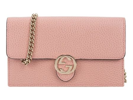 (WMNS) Gucci Logo Double G Leather WOC Chain Shoulder Messenger Bag Pink Classic 510314-CAO0G-5806 For Cheap