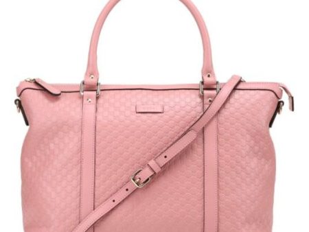 (WMNS) Gucci Logo Embossing Leather Tote Pink Candy Handbag 449655-BMJ1G-5806 For Sale