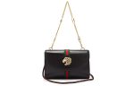 (WMNS) Gucci Rajah Enamel Tiger Head Stripe Webbing Leather Chain Shoulder Messenger Bag Black Retro 564697-0OLKX-8389 Discount