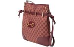 (WMNS) Gucci Horsebit 1955 Retro Gold buckle Logo Canvas Drawstring Shoulder Messenger Bag Deep Red Classic 602089-9Y9NG-9865 Discount