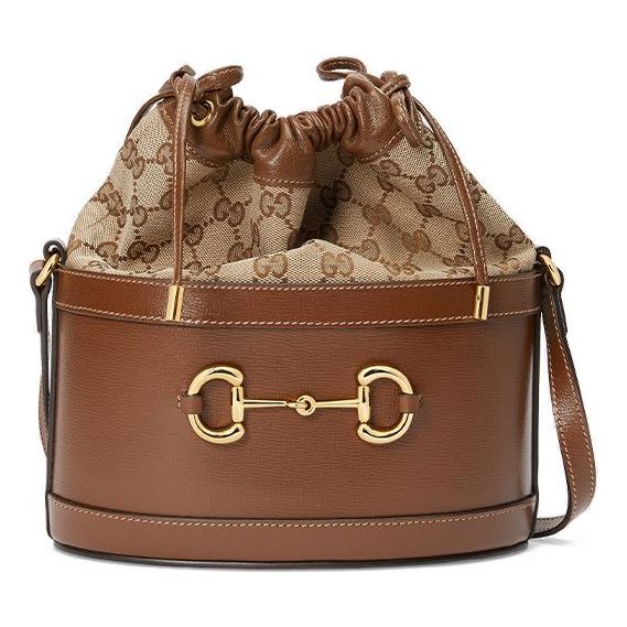 (WMNS) Gucci Button1955 Series Drawstring Bag Single Shoulder Bag Brown 602118-1DBUG-2363 Discount