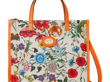 (WMNS) Gucci Metallic Interlock Double G Flowers Printing Canvas handbag White   Orange   Multicolor 550141-9ZIBX-8868 Discount