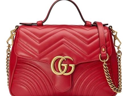 (WMNS) Gucci GG Marmont Gold Logo Distress Leather Chain handbag Small Red Classic 498110-DTDIT-6433 Online Hot Sale