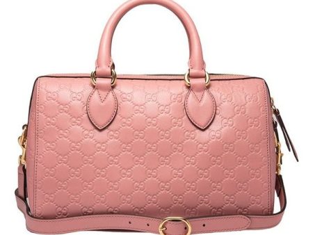 (WMNS) Gucci Logo Embossing Leather Boston handbag Pink Classic 453573-DMT1G-5812 Sale