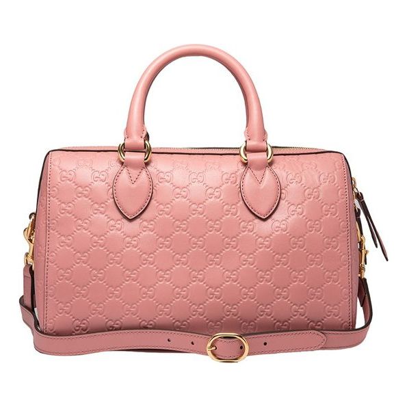 (WMNS) Gucci Logo Embossing Leather Boston handbag Pink Classic 453573-DMT1G-5812 Sale