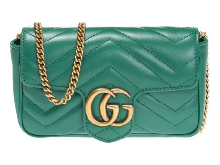 (WMNS) Gucci Leather GG Marmont Logo Quilting Chain Single-Shoulder Bag Super Mini Green 476433-DSVRT-3120 Online Hot Sale