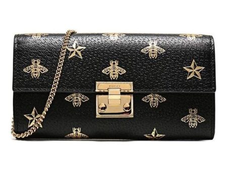 (WMNS) Gucci Padlock Metallic Bee Star Printing Leather Chain Wallet Shoulder Bag Armpit Black Handbag 453506-DJ2KG-8474 Supply