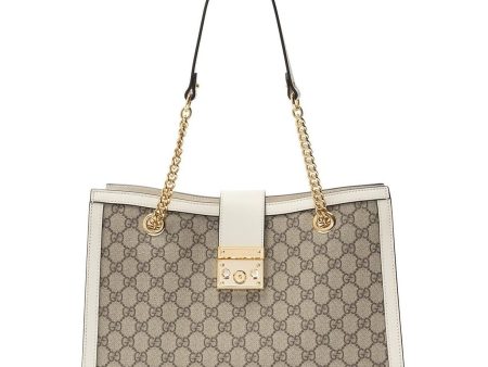 (WMNS) Gucci Padlock Middle-Sized BackBag White Brown 479197-KHNKG-9761 Online Hot Sale