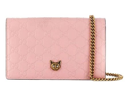 (WMNS) Gucci Metallic Logo Embossing Leather Chain Shoulder Messenger Bag Pink 548060-0G6FT-5877 Supply