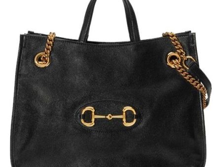 (WMNS) Gucci 1955 Button Tote hand Bag Single Shoulder Bag Middle Black 621144-1U10G-1000 Supply