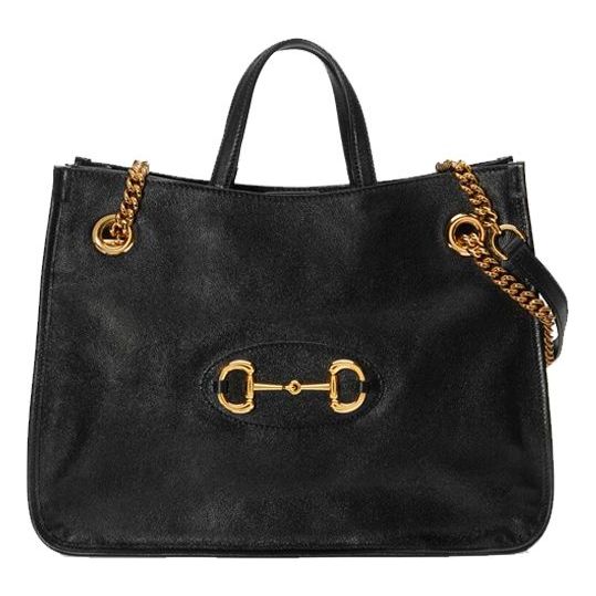 (WMNS) Gucci 1955 Button Tote hand Bag Single Shoulder Bag Middle Black 621144-1U10G-1000 Supply