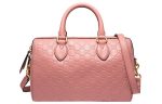 (WMNS) Gucci Logo Embossing Leather Boston handbag Pink Classic 453573-DMT1G-5812 Sale