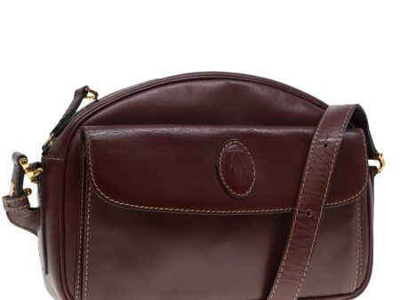 Cartier Must De Cartier Burgundy Leather Shoulder Bag (Arinah bags) on Sale