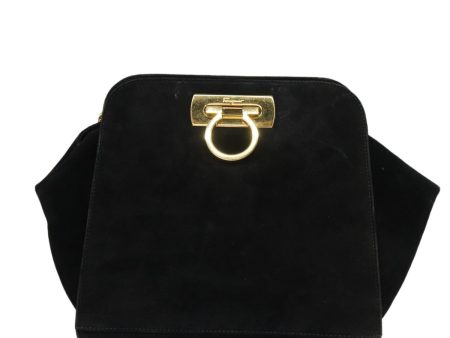 Salvatore Ferragamo Gancini Black Suede Shoulder Bag (Arinah bags) Online Sale