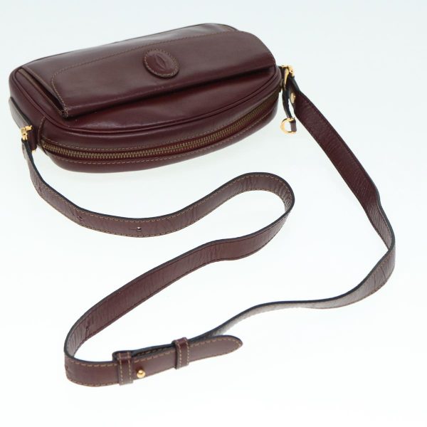 Cartier Must De Cartier Burgundy Leather Shoulder Bag (Arinah bags) on Sale