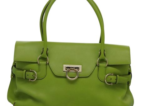 Salvatore Ferragamo Gancini Green Leather Handbag (Arinah bags) For Discount