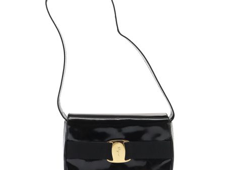 Salvatore Ferragamo Vara Black Patent Leather Shoulder Bag (Arinah bags) Sale