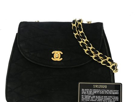 Chanel Vintage Black Suede Shoulder Bag (Arinah bags) on Sale