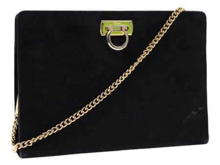 Salvatore Ferragamo Gancini Black Suede Shoulder Bag (Arinah bags) Hot on Sale