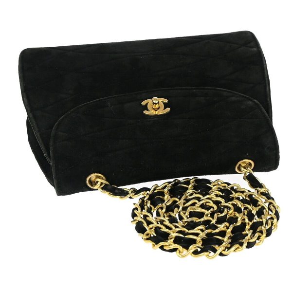 Chanel Vintage Black Suede Shoulder Bag (Arinah bags) on Sale