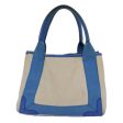 Balenciaga Navy Cabas Beige Canvas Handbag (Arinah bags) For Discount