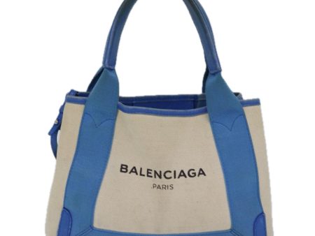 Balenciaga Navy Cabas Beige Canvas Handbag (Arinah bags) For Discount