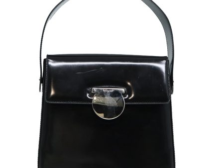 Salvatore Ferragamo Gancini Black Patent Leather Handbag (Arinah bags) For Discount