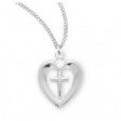 Sterling Silver Cross in an Open Heart Pendant With Chain For Discount