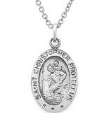 Sterling Silver Oval Saint Christopher Medal With Chain Online Sale