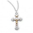 Sterling Silver Two Toned Fancy Crucifix With Chain Discount