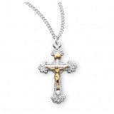 Sterling Silver Two Toned Fancy Crucifix With Chain Discount