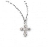 Sterling Silver Cross with Crystal Zircons and Chain Supply