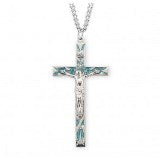 Sterling Silver and Blue Enameled Crucifix With Chain Online