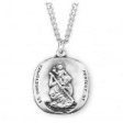 Sterling Silver Large Saint Christopher Rounded Edge Medal With Chain Supply