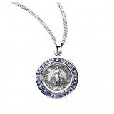 Sterling Silver Round Miraculous Medal With Chain Cheap