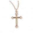 Gold Over Sterling Silver Budded Design Cross With Chain Sale