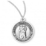 Sterling Silver Saint Christopher Round Medal With Chain Discount