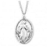 Sterling Silver Profile Style Miraculous Medal With Chain Discount