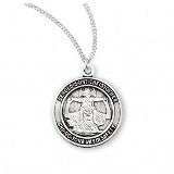 Sterling Silver Round Saint Christopher with Child Jesus on Shoulders Medal on Chain Online Hot Sale