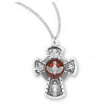 Sterling Silver and Red Enameled 4-Way Medal With Chain Online Sale